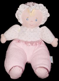 Eden Girl Doll Pink Plush Baby Rattle Lovey Terry Cloth Body